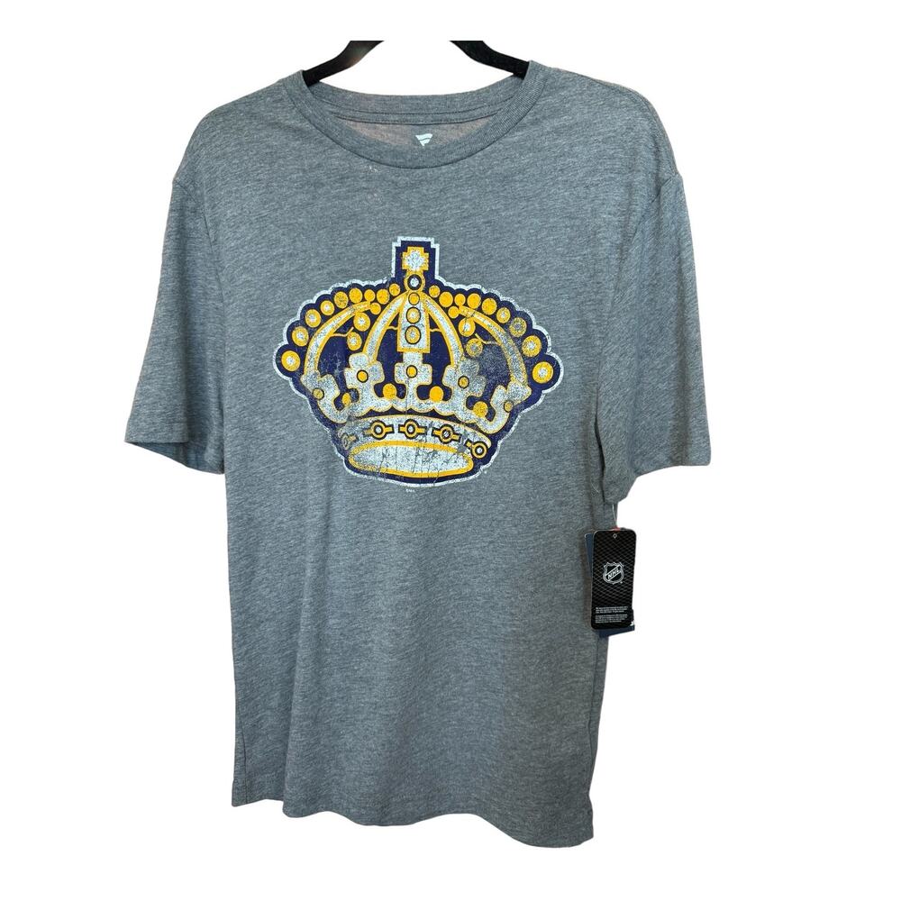 ~ FANATICS Men's Gray Kings Reverse Retro Running T-Shirt Size Small